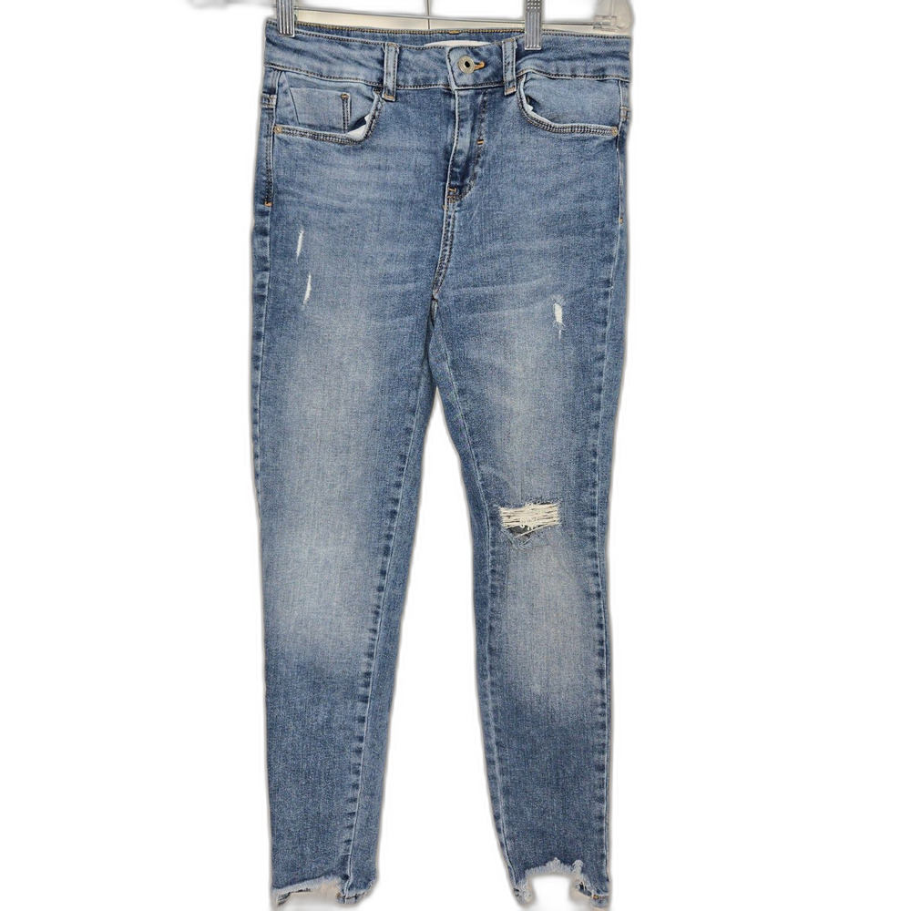 ZARA Dizzy Z20 Raw Hem Skinny Jeans | Women's Size 28 / 4 | Light Indigo
